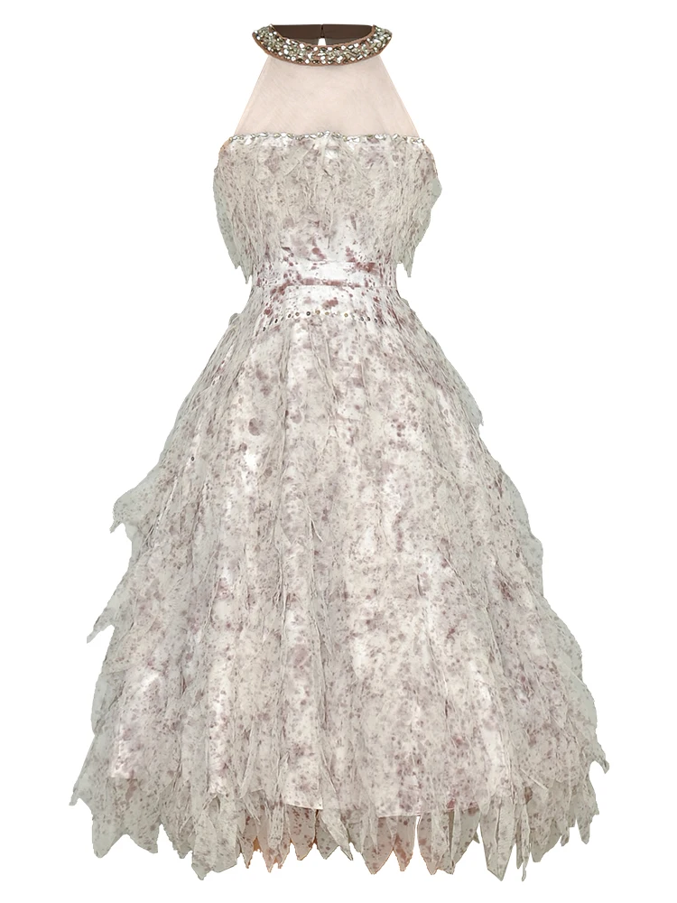 

Женское платье с высокой талией и шипами, из тюля