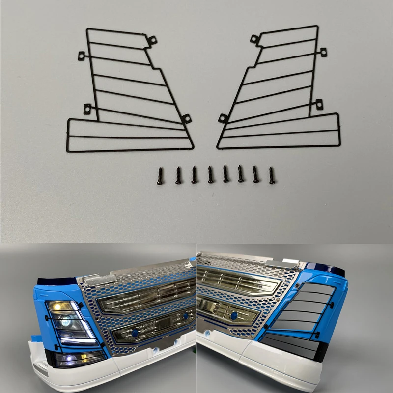 Stainless Steel Headlight Lampshade Protective Net for 1/14 Tamiya RC Truck Wrecker Volvo 56360 VOLVO FH16 750 Upgrade Parts