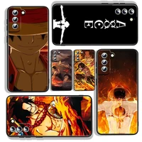 one piece ace for samsung galaxy s22 s21 s20 fe ultra s10e s10 s9 s8 s7 s6 edge plus black silicone phone case