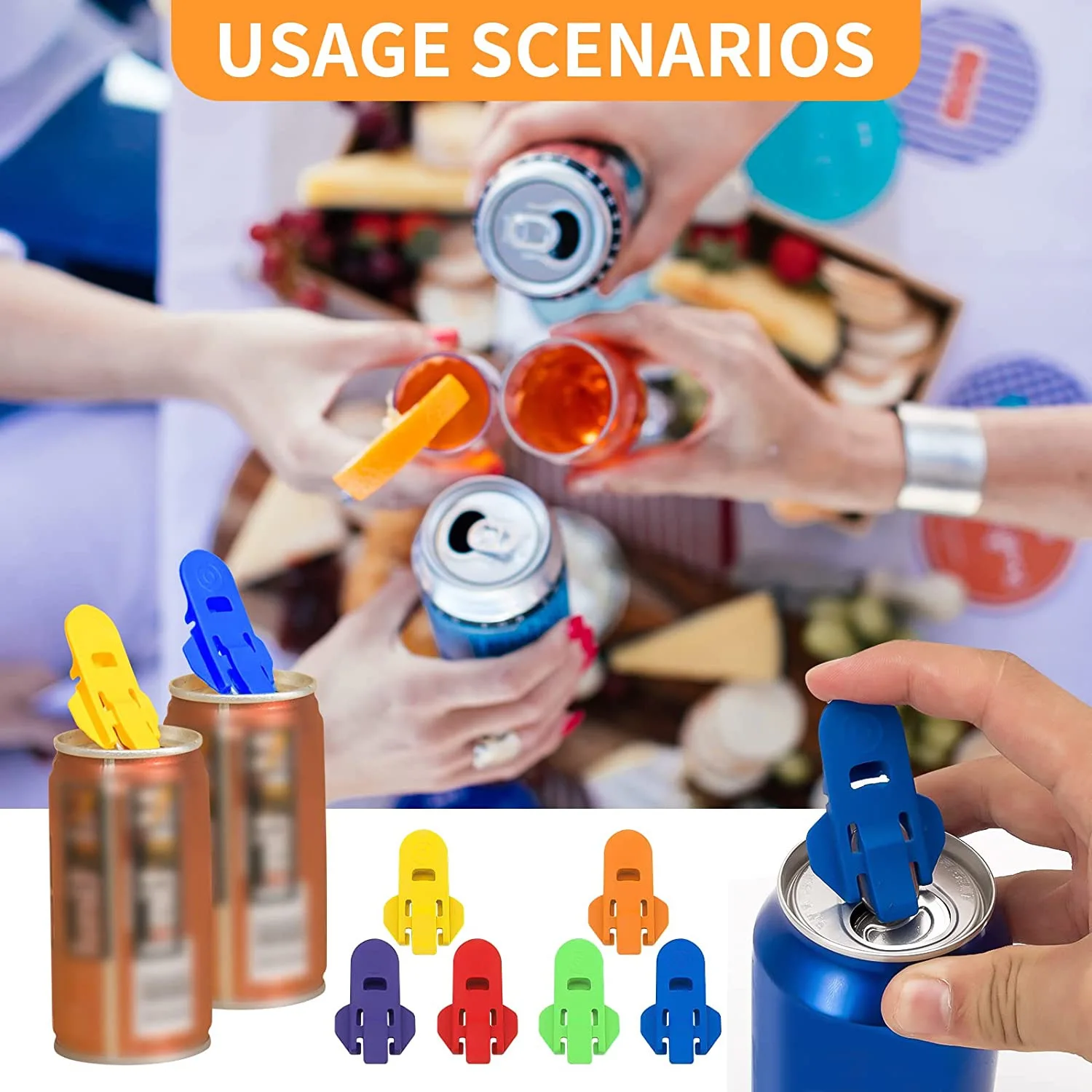 

6PCS Pack Easy Can Opener Plastic Beverage Drink Barricade Cover Random Color Easy To Use Kitchen Tools