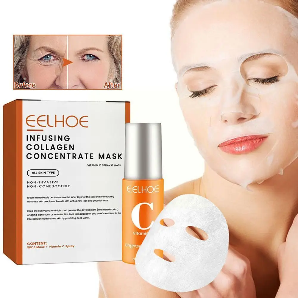 

1SET Collagen Film & Mist Kit Facial Skin Care Vitamin C Suit Collagen Soluble Anti-aging Wrinkles Mask Skin Care for Women