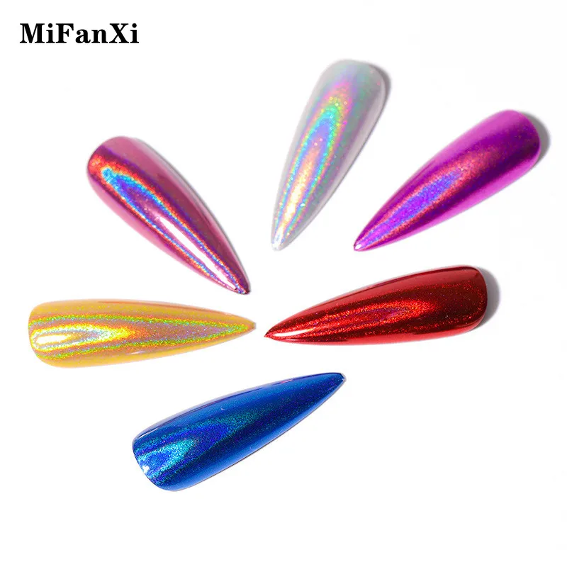 MiFanXi 6 Colour Nail Art Air Cushion Magic Powder Pen Holographic Mirror Effect Glitter DIY Design Manicure Decorations |
