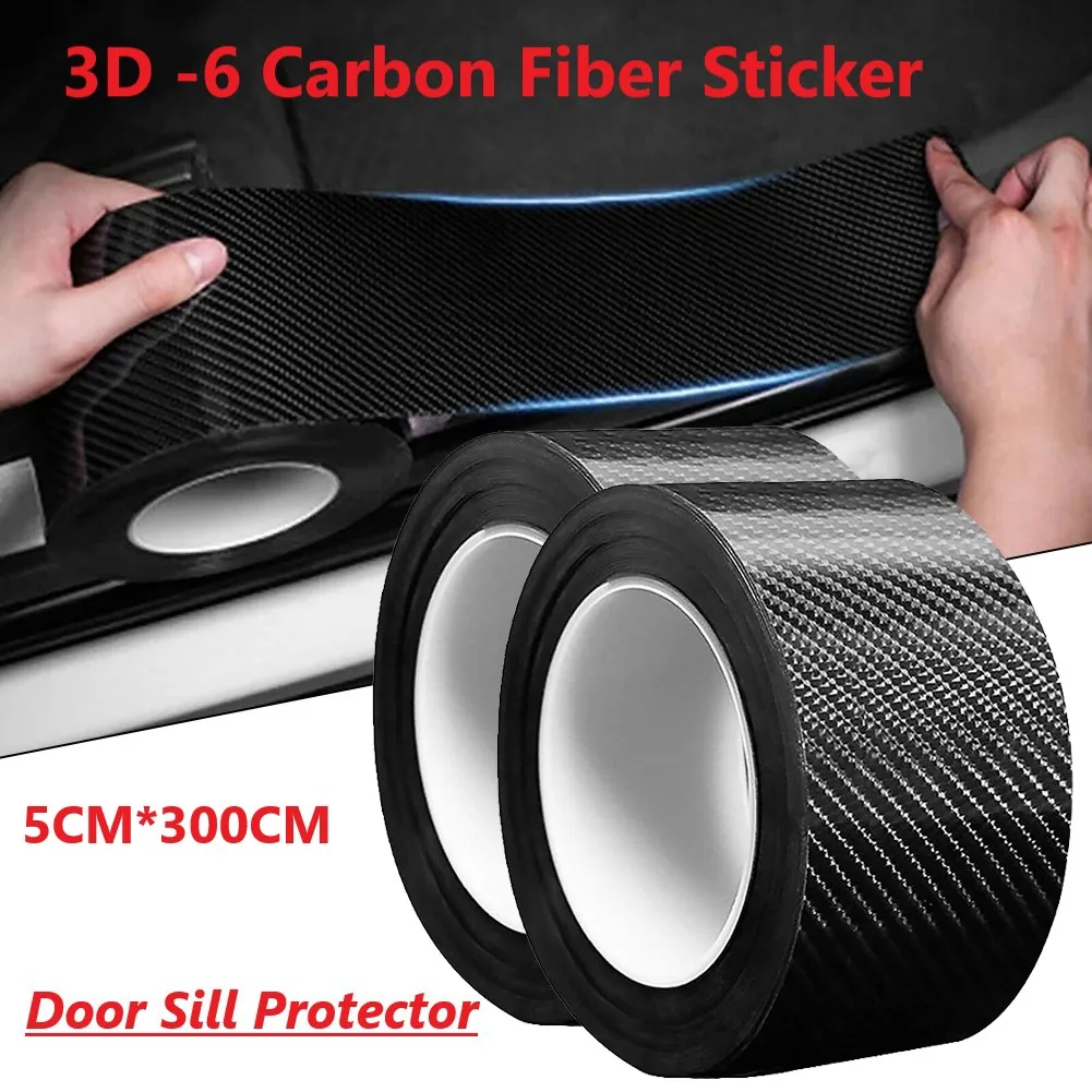 

3/5 м 3D углеродное волокно Автомобильная наклейка порог автомобиля боковое зеркало против царапин Водонепроницаемая защитная пленка DIY клейкая Полоса