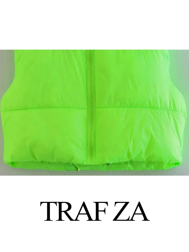 TRAF ZA Women's Padded Sleeveless Solid Simple Multicolor Coat Zipper Fashion New Commuter All-match Winter Short Tops Ladies