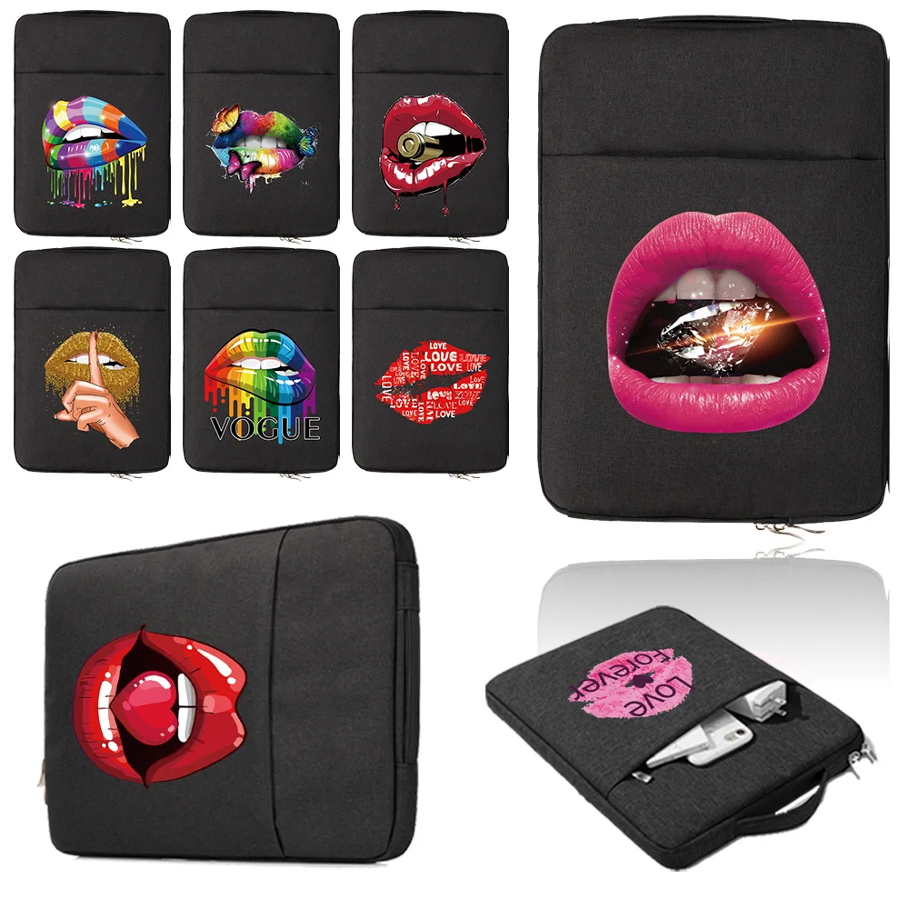 

Laptop Case Bag for 11 12 13 14 15 Inch HP Dell Huawei Bag 2022 Lips Print WaterProof Handbag Sleeve Macbook Air Pro Cover