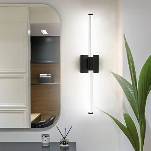 

Bathroom Light Fixtures Black Vanity Lights 31.6 Inch 28W Modern Wall Sconce Bathroom Vanity Light Fixture Bathroom Lights Over