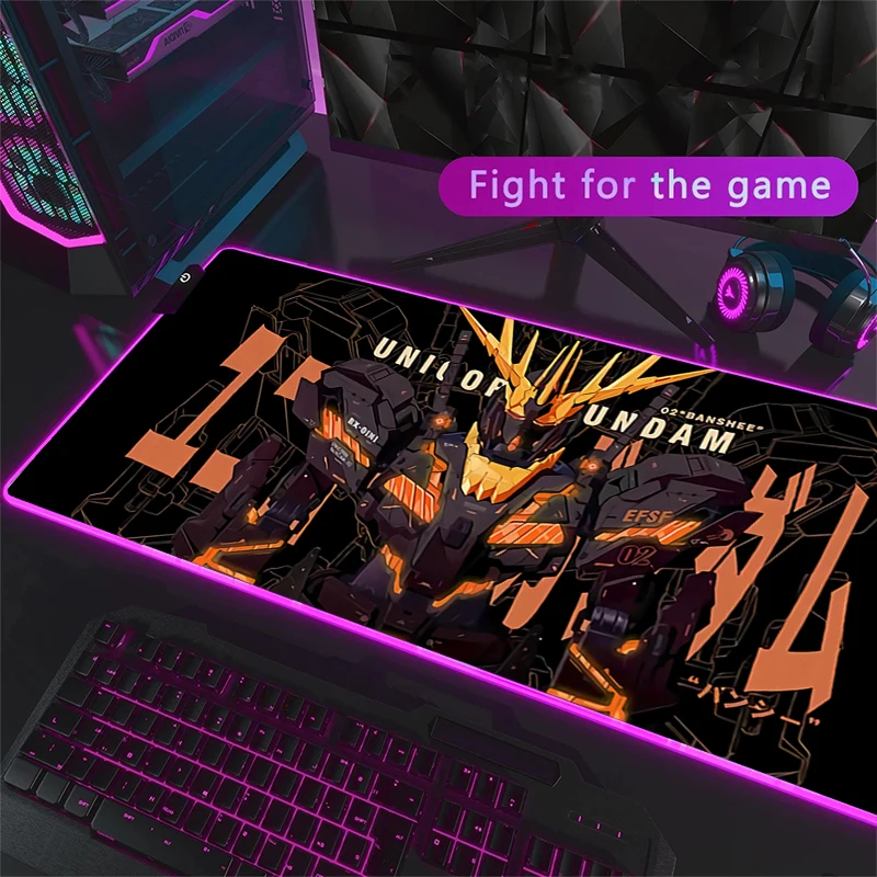 

Светодиодный Rgb коврик для мыши Gundam, коврик для мыши с подсветкой, игровые аксессуары для ПК, настольные защитные коврики для клавиатуры, большие игровые расширенные коврики для мыши