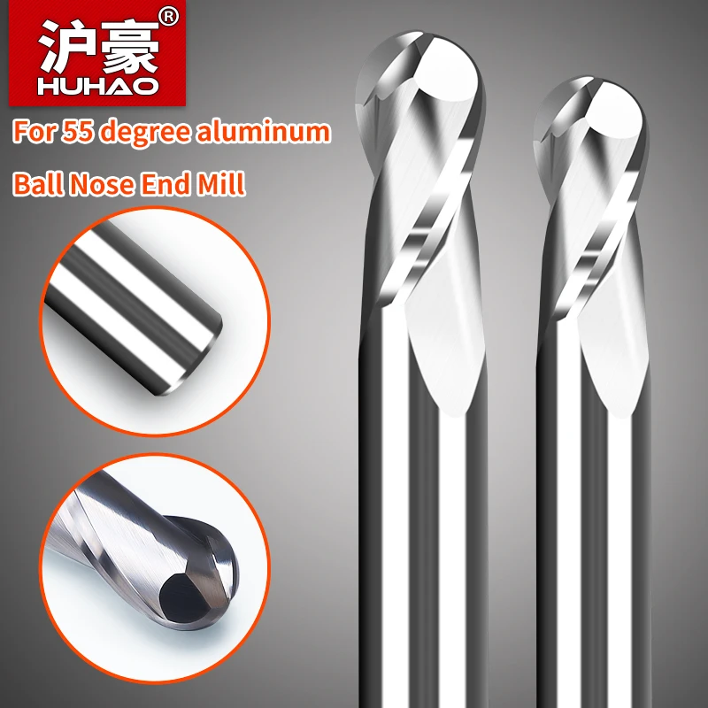 

HUAHO 2 Flutes Ball Nose End Mill Cutting Slotting Aluminum Carbide CNC Milling Cutter Router Bit for Wood Mechanical Tools
