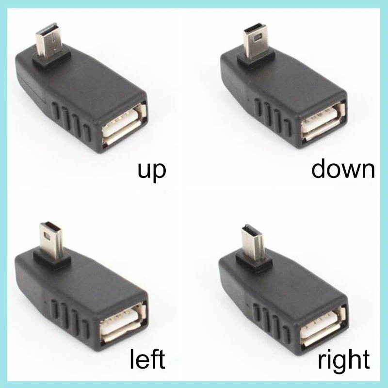 Фото Угловой переходник 90 градусов Mini USB 5-контактный (штекер) на USB (гнездо) OTG-адаптер для автомобиля, MP3, MP4, планшетов, телефонов, U-дисков B2 №4