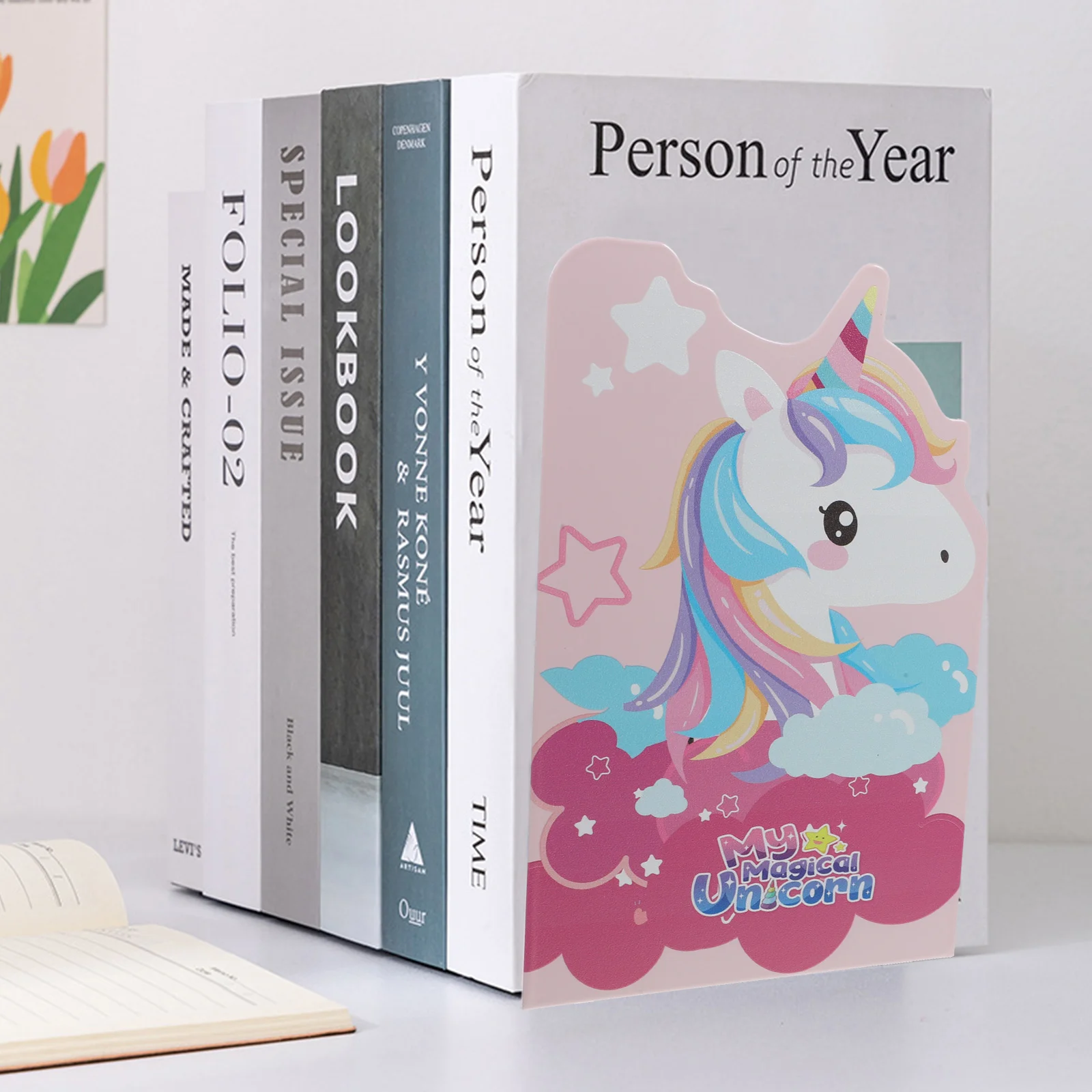 

2 Pcs Accessories Book Stand Office Children Books Unicorn Bookend Iron Multi-function Holder