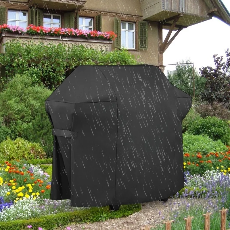 

BBQ Grill Cover Outdoor Anti Dust Waterproof Heavy Duty Grill Cover Rain Garden Grill Protective Outdoor Barbecue Cover Black