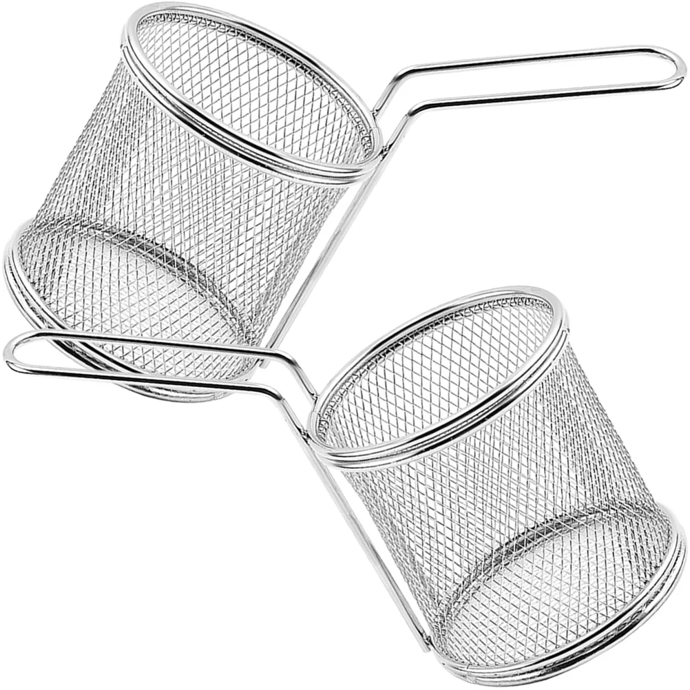 

2Pcs Metal Frying Basket Reusable Frying Basket Oil Draining Basket Kitchen Fry Basket