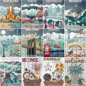 CHENISTORY Acrylic Paint By Numbers With Frame 40x50cm Poster Landscape Picture By Numbers For Home Diy Crafts Handworks