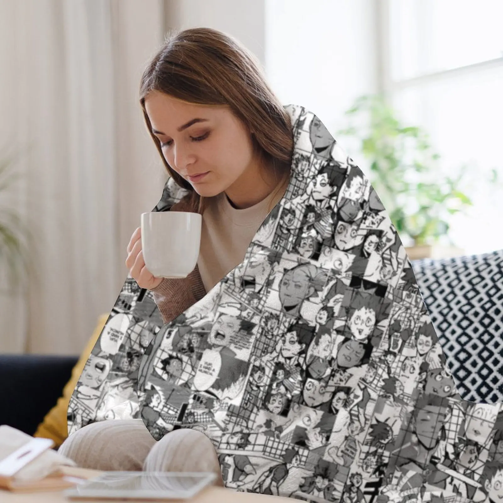 Tendou Satori манга коллаж пледы мягкие большие покрывала одеяла