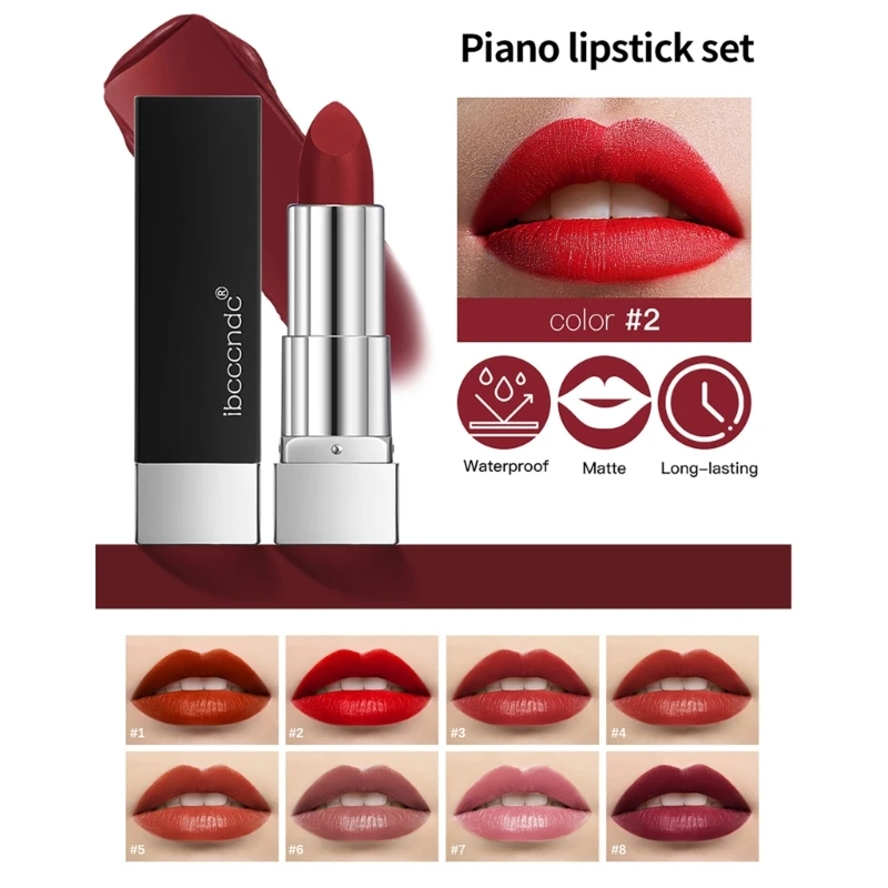 

8pcs Matte Lipstick Set Lipstick Moisturizing Long Lasting Lip Gloss Makeup Party Gift for Girls and Women