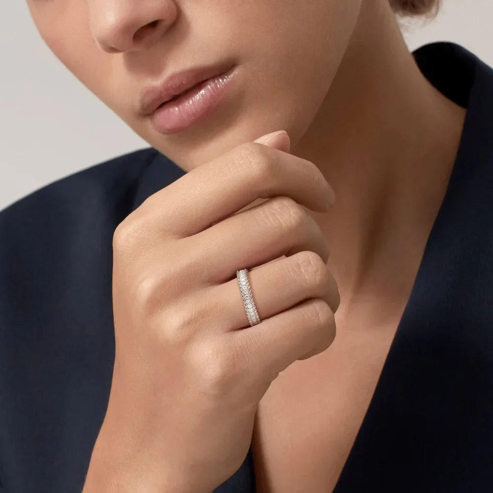 Женское Обручальное кольцо с муассанитом из серебра 925 пробы бриллиантом