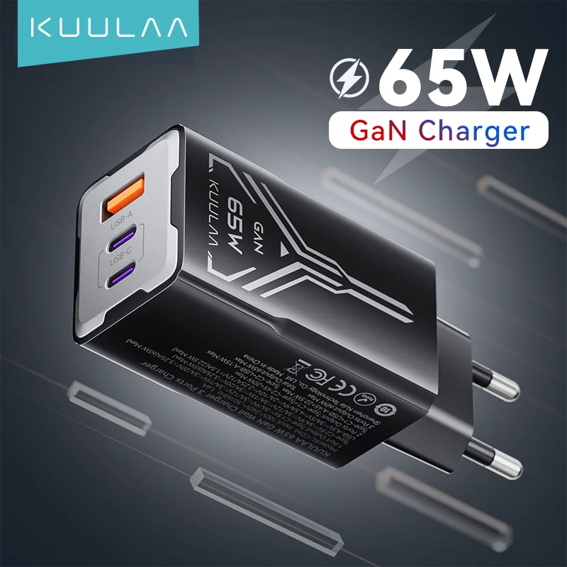 Фото KUULAA 65 Вт GaN зарядное устройство Quick Charge 4.0 3.0 Type C PD USB зарядное устройство для iPhone 15 14 13 Pro Max быстрое зарядное устройство для ноутбука PD зарядное устройство №1