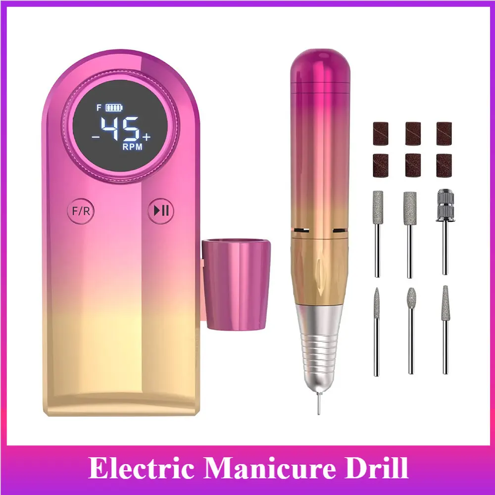 45000 RPM Electric Nail Drill Machine Rechargeable Nail Filer for Acrylic Nail Gel Nails Manicure Pedicure Polishing Shape Tools