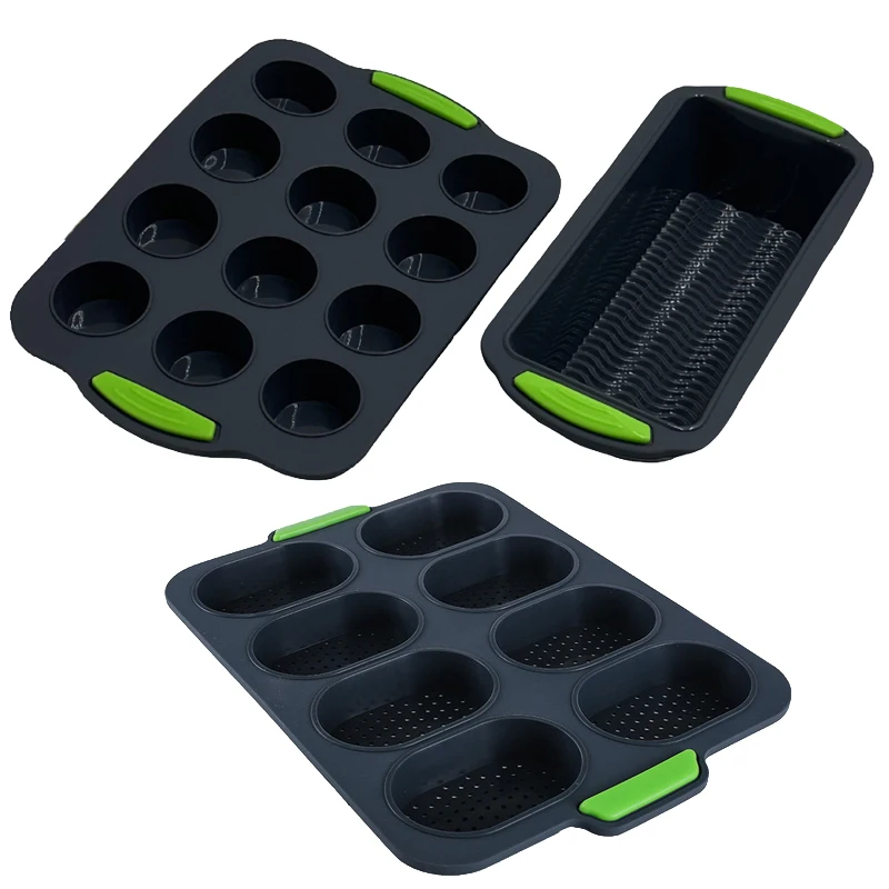 Форма для кексов кухонный антипригарный поднос из пищевого силикона серого