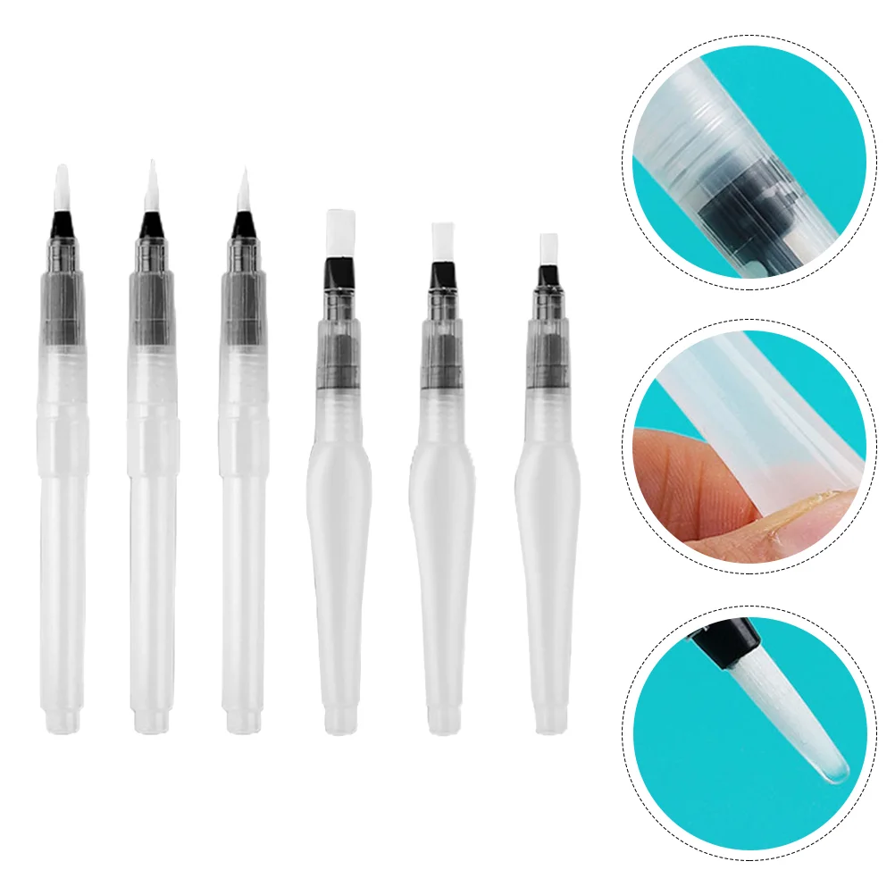 

6 Pcs Brush Practical Paintbrushes Fountain Pen Birthday Gift Portable Markers Plastic Watercolor Pens Student Laptop batteries