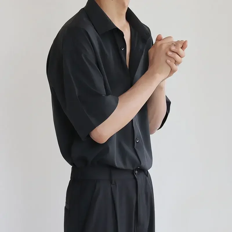 Мужская одежда Топы Sven Отложной воротник Свободные простые пуговицы Однотонные