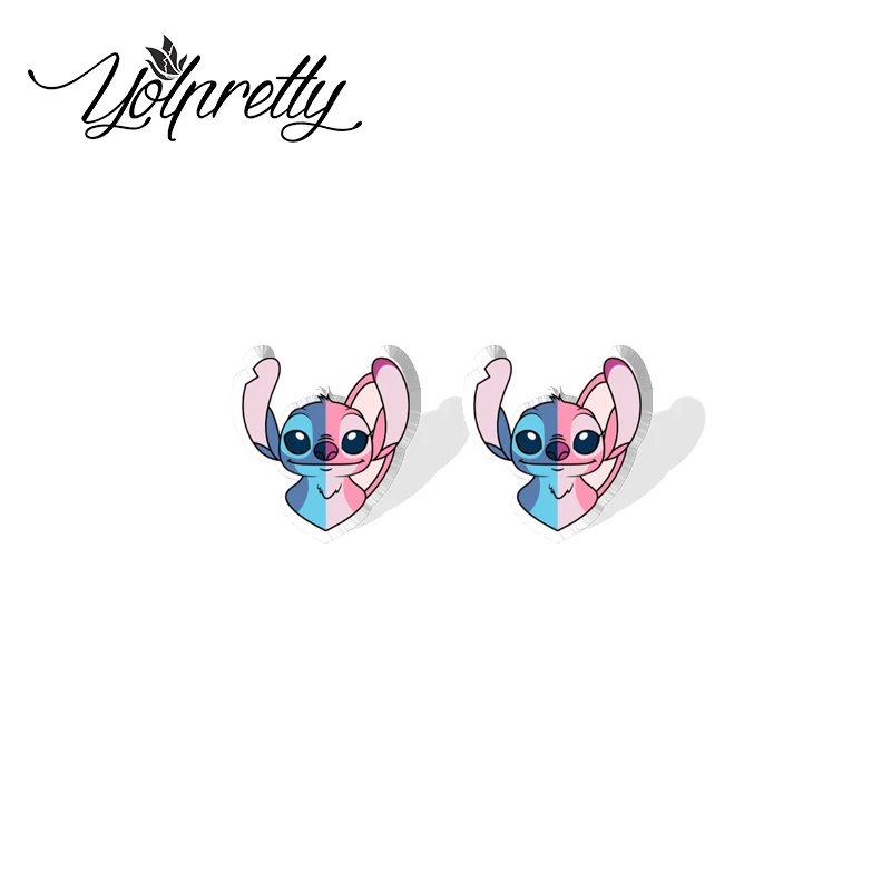 Новое поступление 2024 милые серьги-гвоздики в виде ангела и ститча эпоксидная