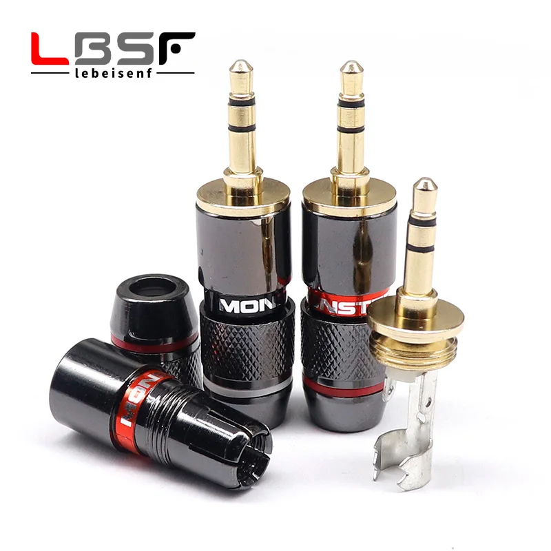 4pcs/2pairs Monster gold-plated 3.5mm headphone plug dual ch