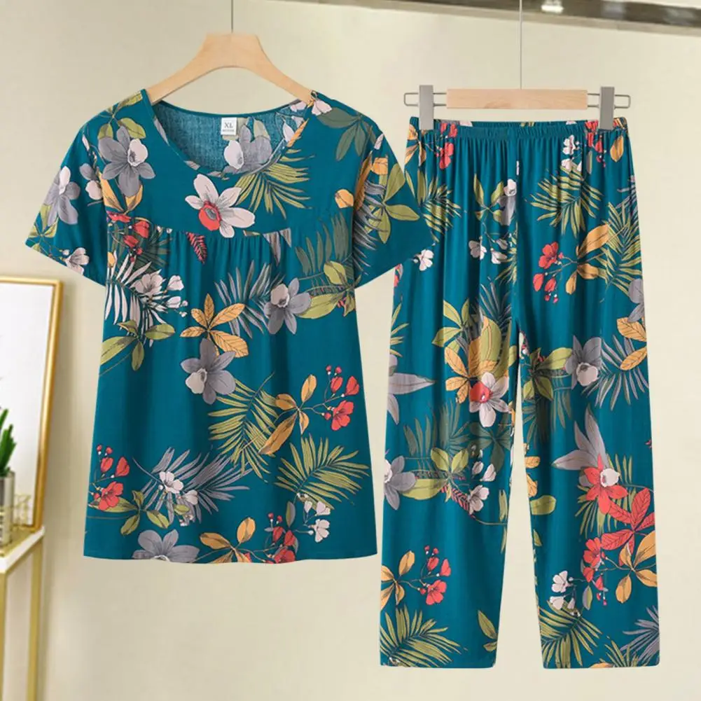 Летние пижамы для бабушки с широкими штанинами повседневная одежда глубоким