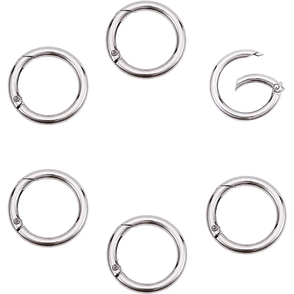 

12pcs Round Spring Snap Hooks Clip DIY Accessories for Handbag Purse Shoulder Strap Key Chains Buckle Alloy Circle Key Ring