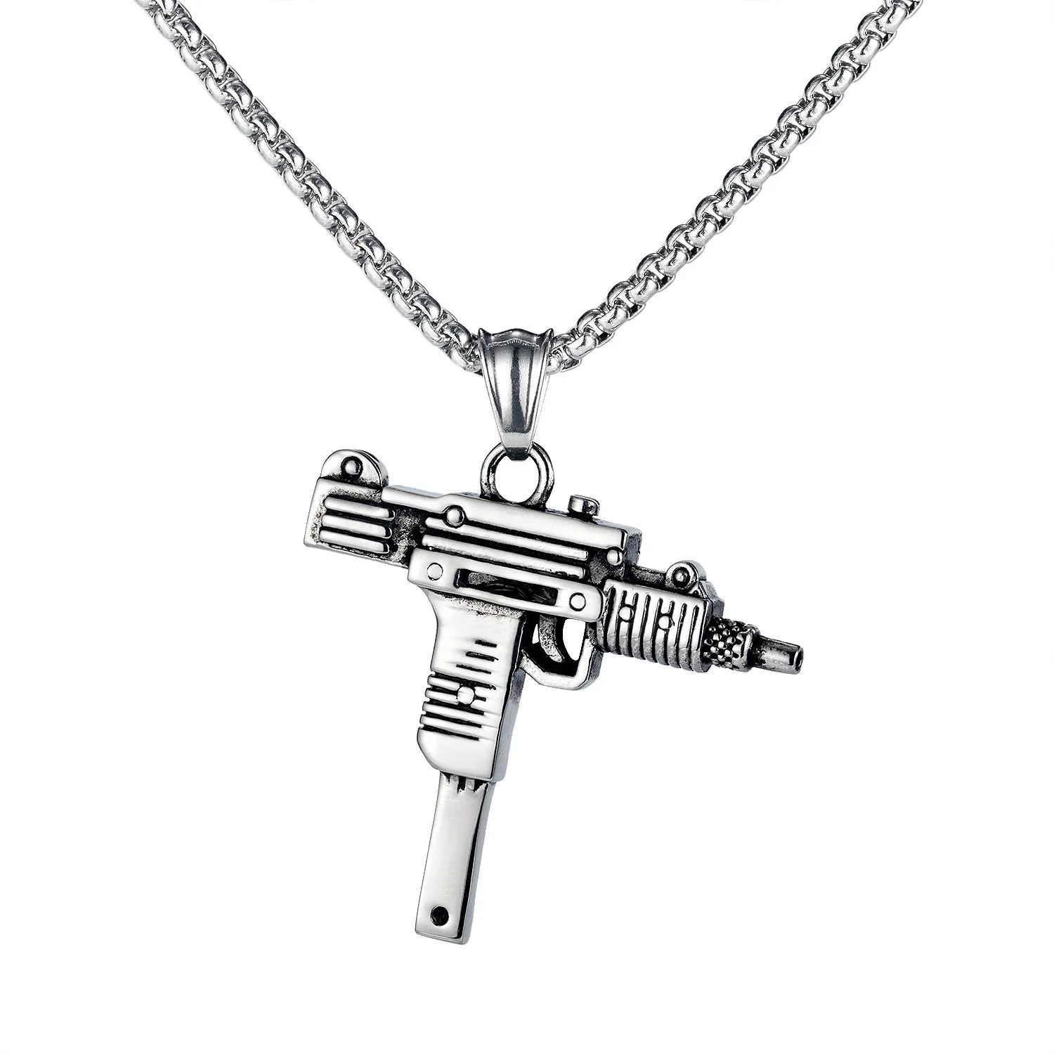 

Fashion Personality Uzi Submachine Gun Street Hip Hop Man Machine Gun Necklace