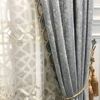 curtains for living room dining bedroom french high precision gray blue semi shading sofa villa finished product wiindows door