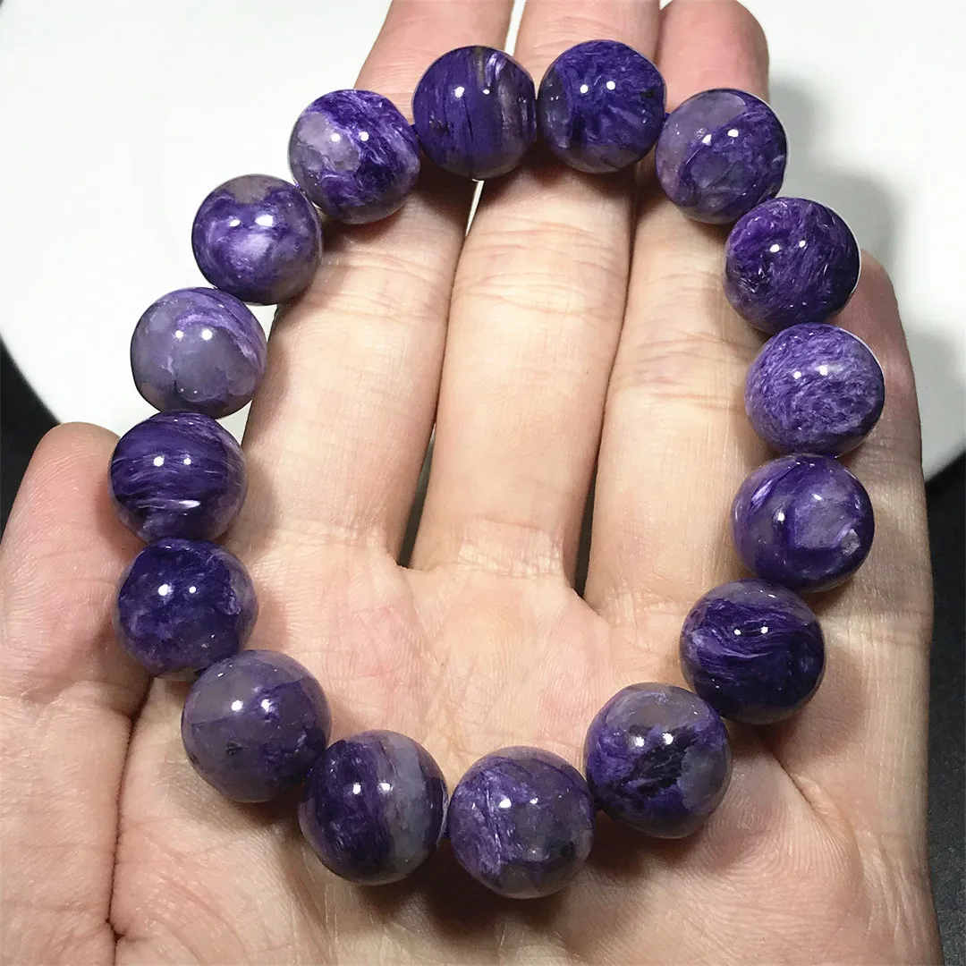 

13mm Natural Purple Charoite Stone Bracelet Jewelry For Women Lady Men Love Gift Crystal Round Beads Rare Gemstone Strands AAAAA