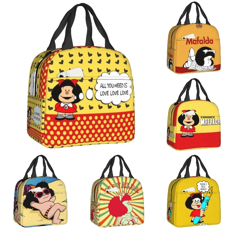 

Mafalda сменная мировая изолированная сумка для ланча для женщин Водонепроницаемая Милая забавная охлаждающая термальная коробка для бенто д...