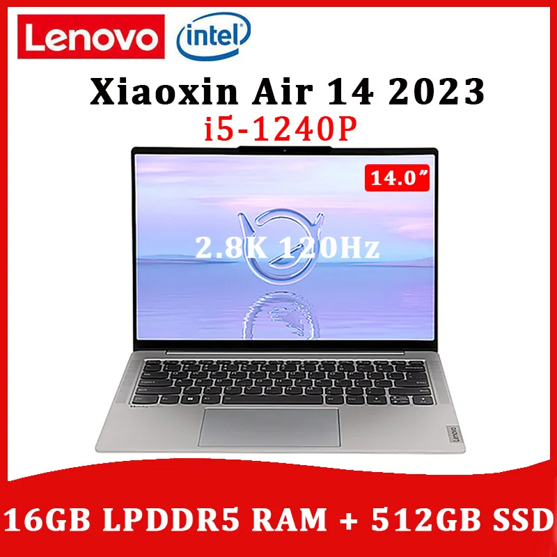 Lenovo Laptop Xiaoxin Air14 Intel Core i5-1240P 16GB RAM 512GB SSD 14-inch Windows 11 2.8K 120Hz Ultraslim Notebook