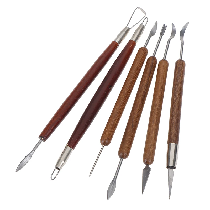 

6 PCS/Set Pottery Ceramics Tools Polymer Clay Modeling Tools Wax Carving Sculpt Tool