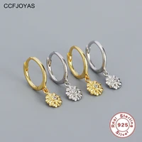 ccfjoyas 8 5mm 925 sterling silver sunflower drop earrings for women hight quality gold silver color fine jewelry dropshipping