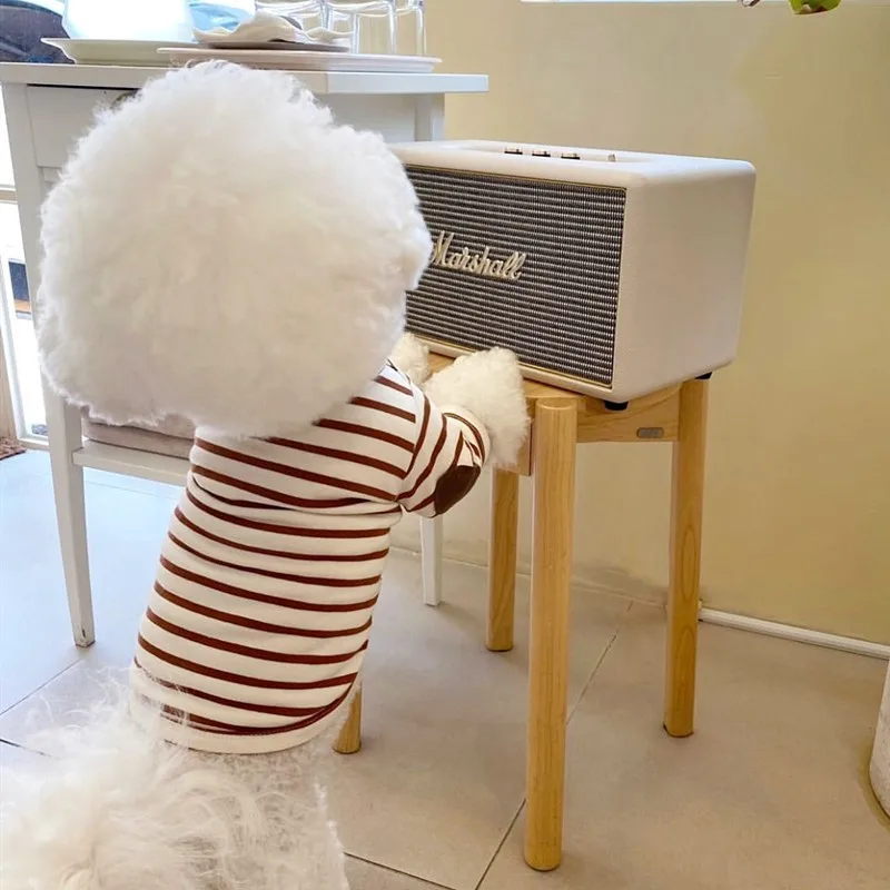 Новинка весенняя одежда для собак полосатая хлопковая футболка щенков маленьких