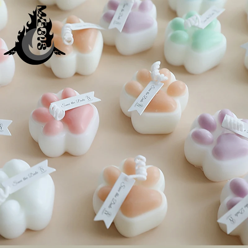 

INS Cat Paw Print Model Scented Candle Fragrance Mini Cute Korea Kawaii Candle Indoor Home Decoration New Year 2022 Aromatherapy