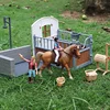 Oenux Zoo Farm House Model Action Figures Farmer Cow Hen Duck Poultry Animals Set Figurine Miniature Lovely Educational Kids Toy 4