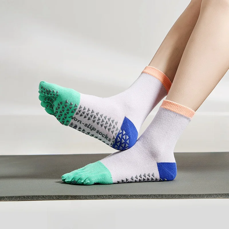Носки женские для йоги с логотипом на заказ Нескользящие цветные сочетающиеся