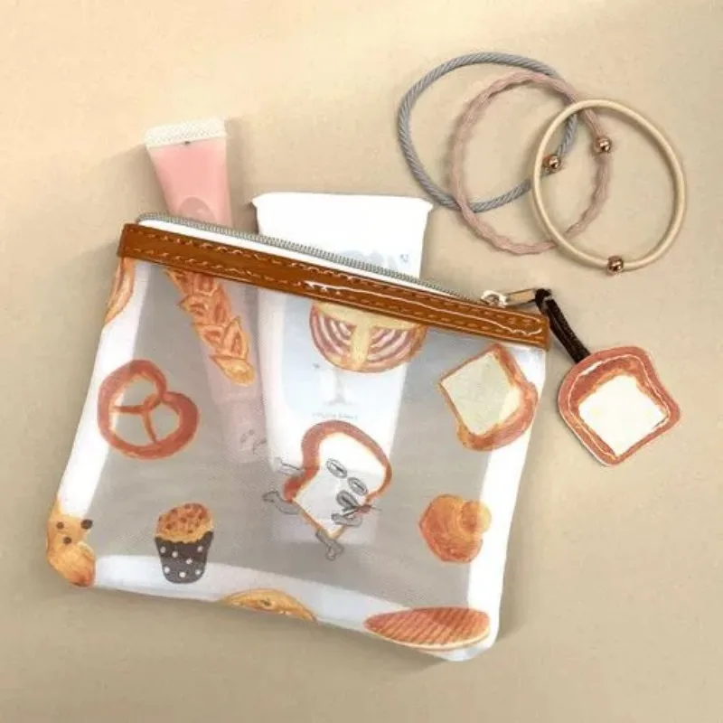 Прозрачная сумка для хранения The Bread Thief милая мультяшная сетчатая канцелярских