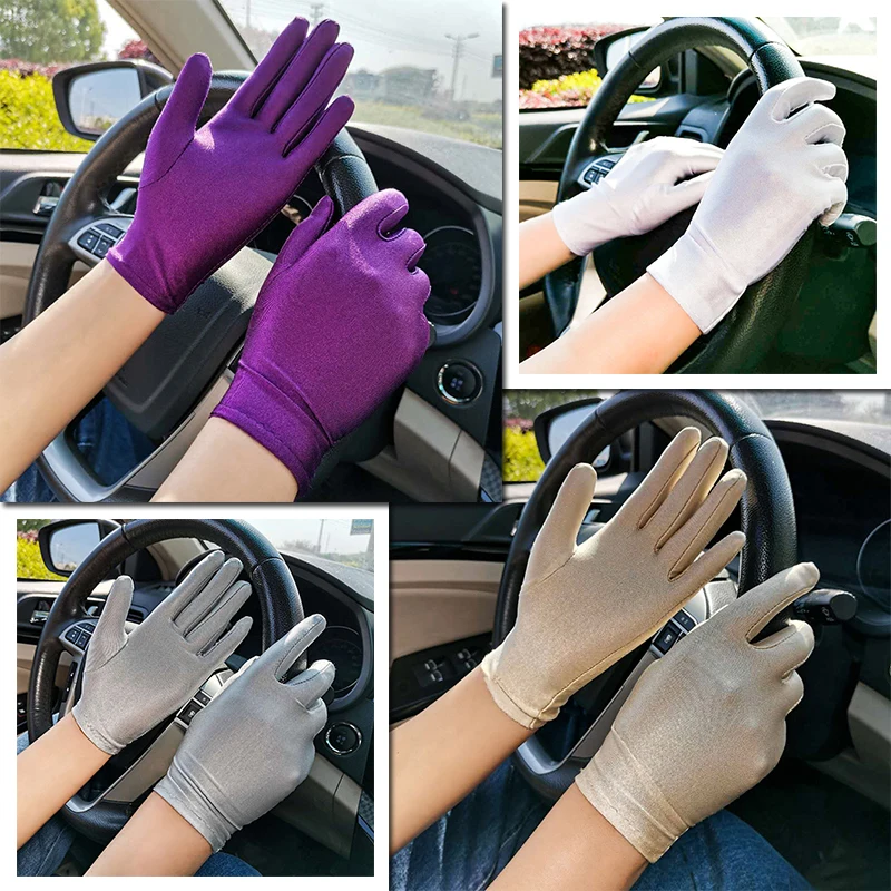 

Women Sun Protection Thin Elegant Short Gloves Party Prom Summer Ladies Driving Gloves Wedding Accessories Multicolor Stretch