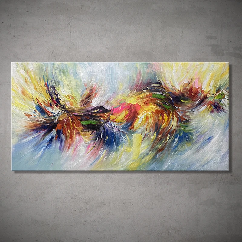 

100% ручная роспись, абстрактная работа, Современная картина маслом на холсте, огненный Феникс, Настенная картина для домашнего декора, без рамки