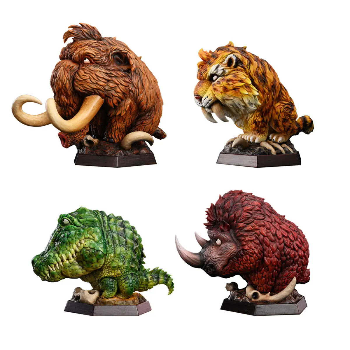 

4Pcs Beast Ton Ton Smilodon Mammuthus primigenius Purussaurus Coelodonta AntiquitAtis Model Mechanical Animal Figure Decor Gift