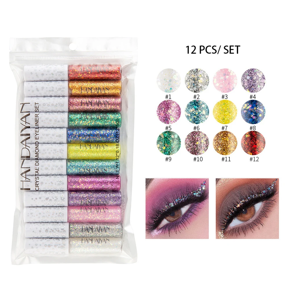 

Eyeshadow Eyeliner Pencil Lasting Waterproof and Not Blooming Shiny Matte Durable Gel Pen Long Lasting 12 Color Eye Cosmetic