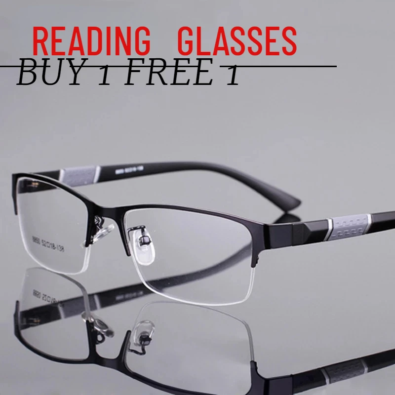 

[BUY 1 FREE 1] Men Reading Glasses Women Half-frame Glasses High Quality Business Male Presbyopic Eyeglasses