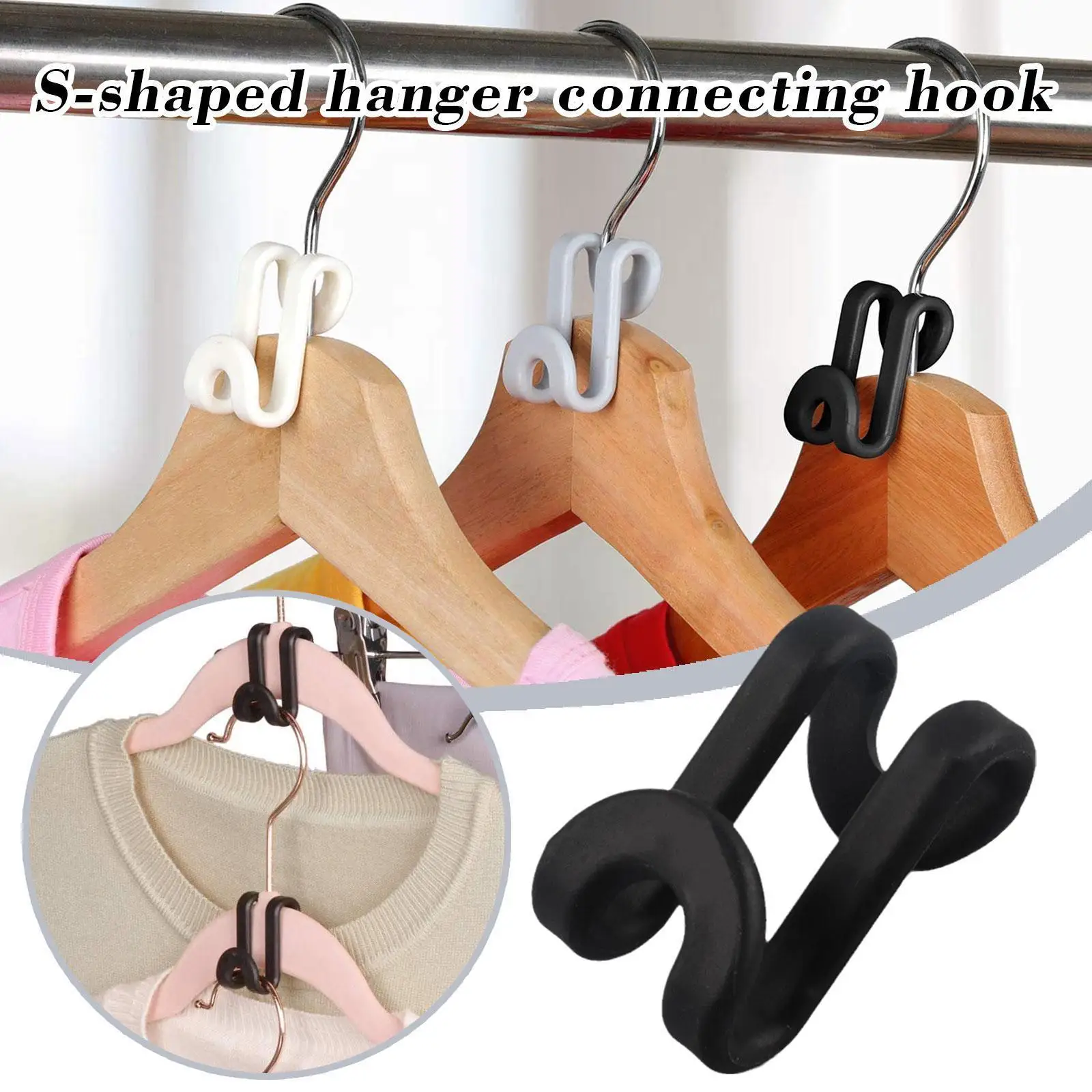 Clothes Hanger Stacking Mini Hook Connector Hooks Cascading Rack Wardrobe Holder Coat Organizer Plastic Saving Space H7b9