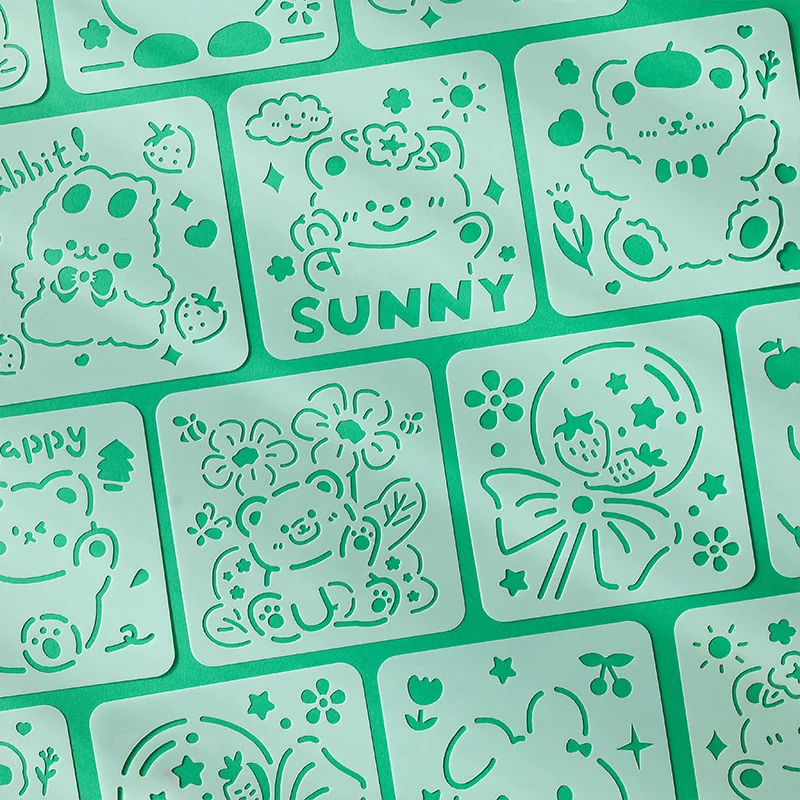

Cute Cartoon Stencil Templates Creative Lovely Rabbit Bear Plastic Stencil for Student Scrapbook Draw Graffiti Stencil Student