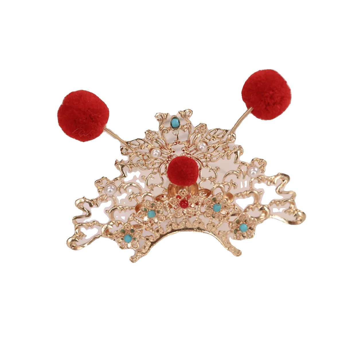 Красный шарик волос с кисточкой заколка для корона набор из 3 предметов