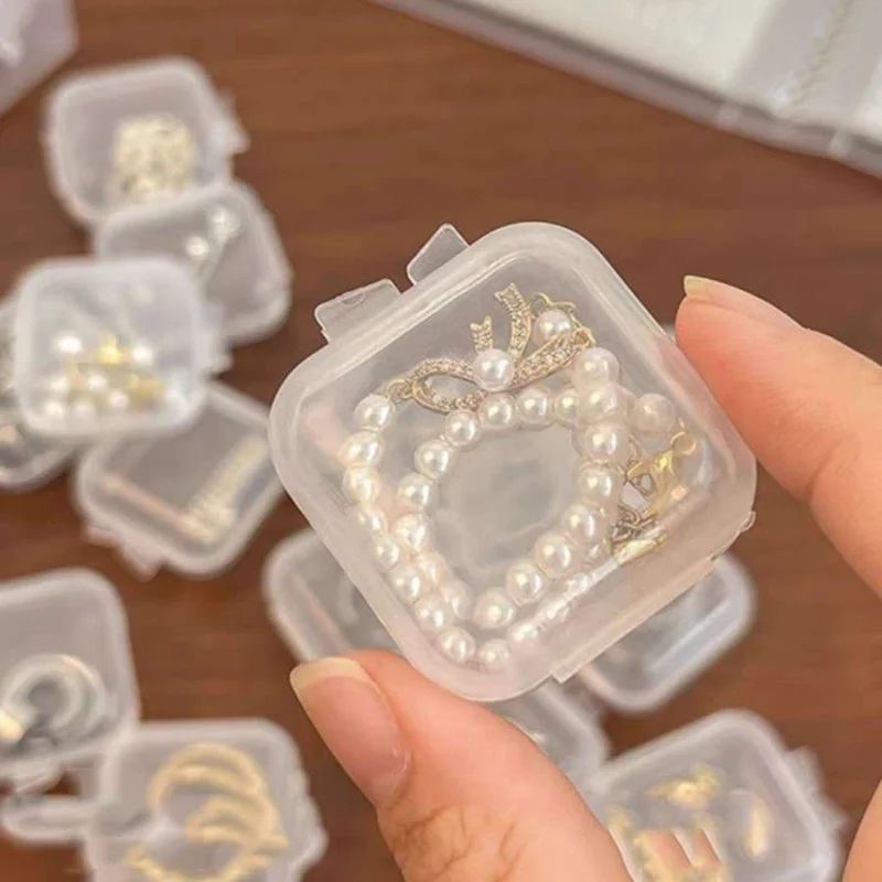 24pcs Mini Plastic Storages Transparent Containers Boxes Square Portable Earrings Jewelry Packaging Medicine Holder Organizer